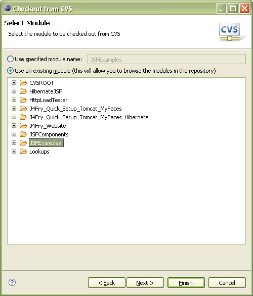 Select module from CVS